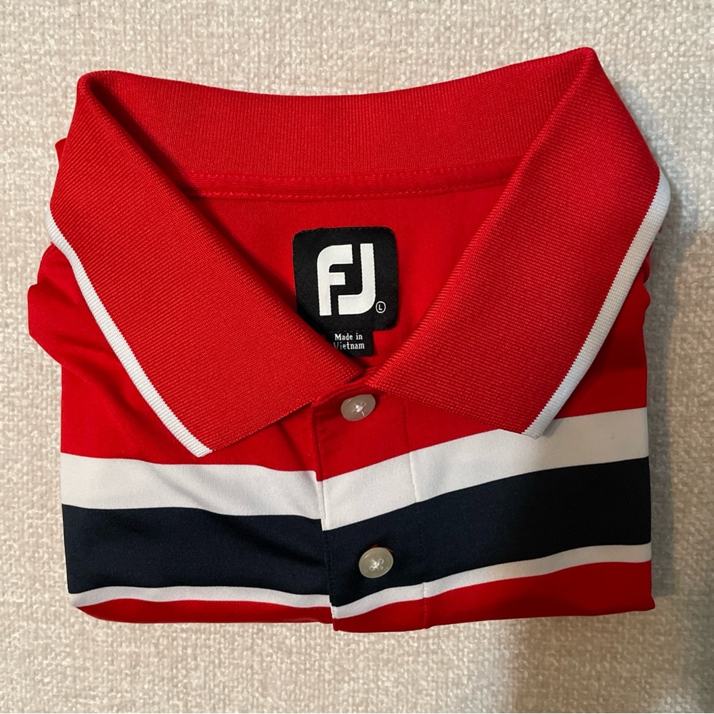 FootJoy Red Golf Polo with Black and White Accents 40 Long